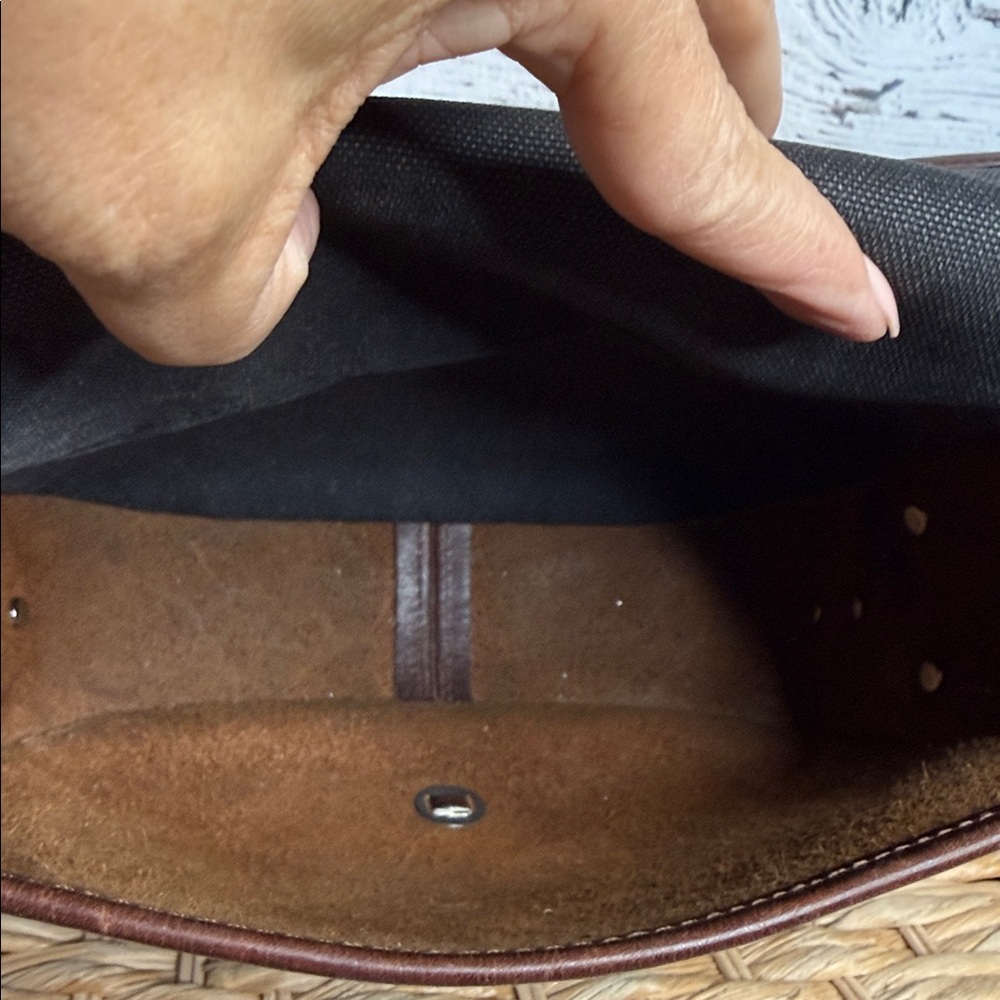 Handmade vintage western Aztec pattern Brown Leather Crossbody Bag with tapestry - Picture 12 of 14